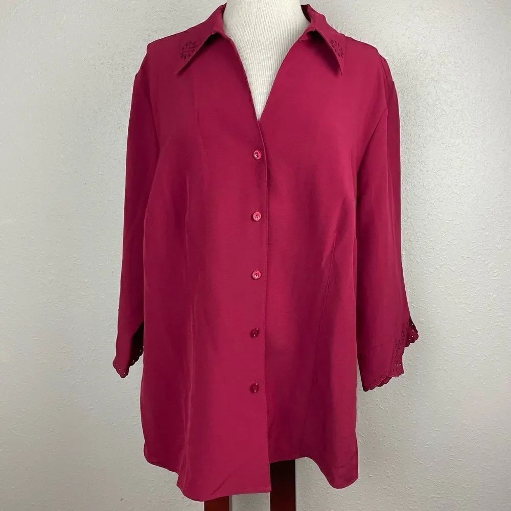 EUC Covington Womens Maroon Blouse Top Size 20-22W